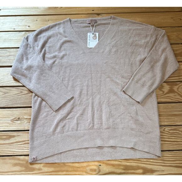 NWT $118 Barefoot Dreams V Neck Hi-Low Pullover Top Size Small Women’s Brown - Picture 1 of 9